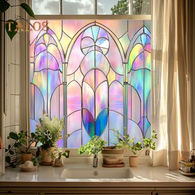 Statische Fensterfolie aus Buntglas, Schutz der Privatsphäre, Sonnenschutz, Glashaftung, wasserdichte Fensterabdeckung aus PVC für Zuhause, Büro, Badezimmer