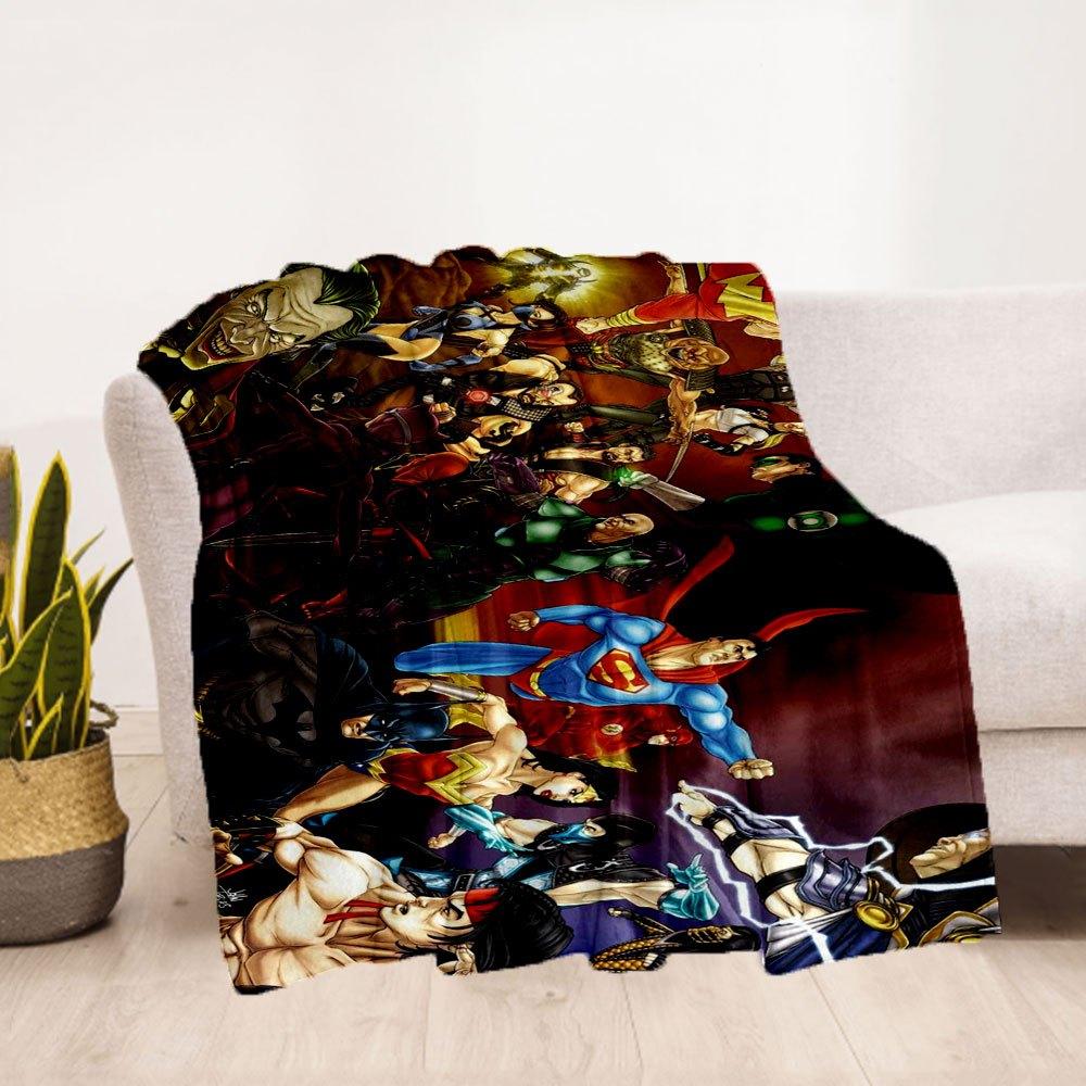 Superheldenstrijd: Epic Comics Kunstprint Dekentje Flanellen Plaid voor Bank, Bed, Reizen, Kamperen, Kantoor, Bankstel, Stoel