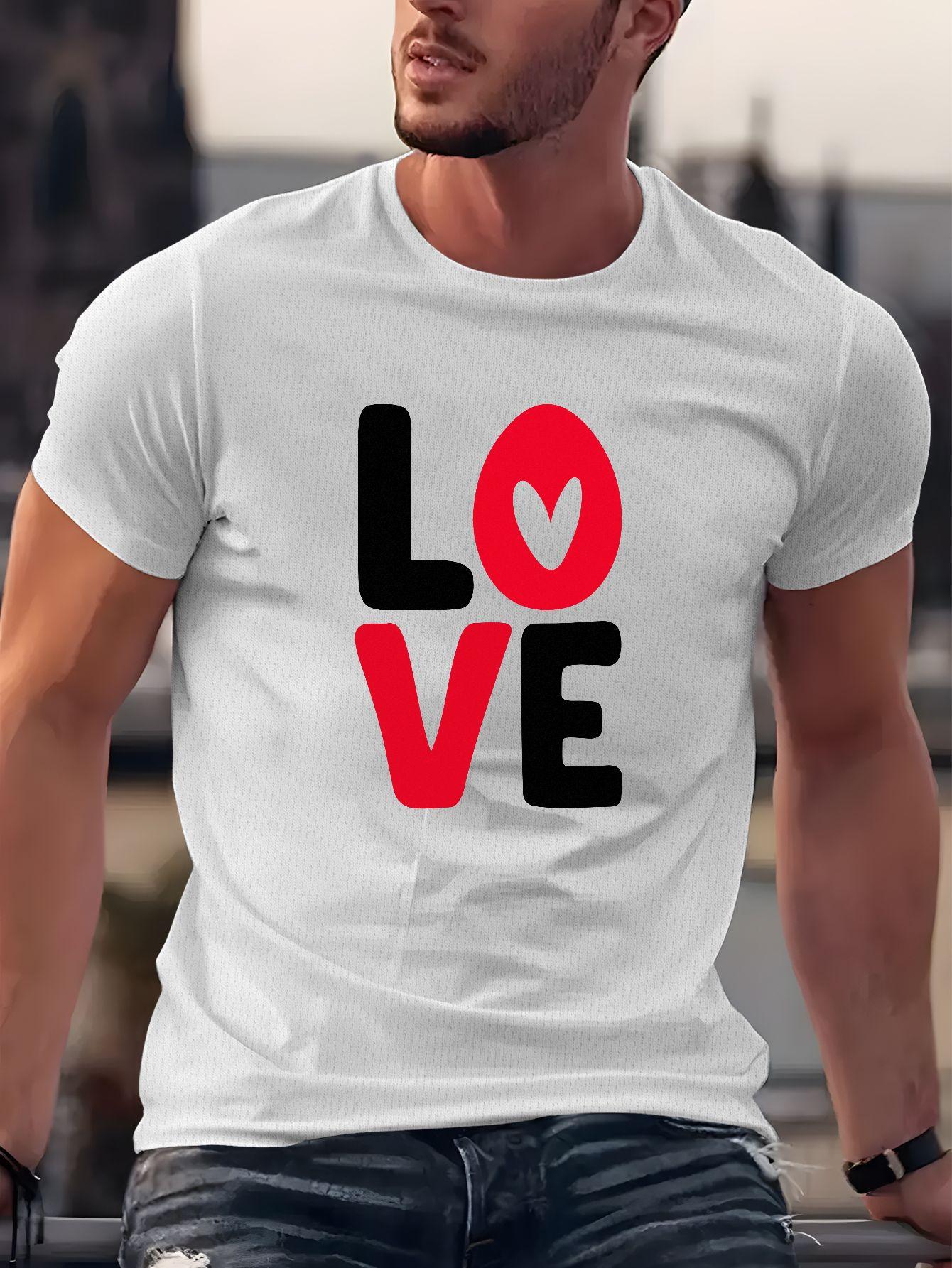 

Men S Short-Sleeved Summer New V-Neck Red Print O-Shaped Heart-Shaped Hollow Design Trendy Fashion Round Neck Top 4XL білий