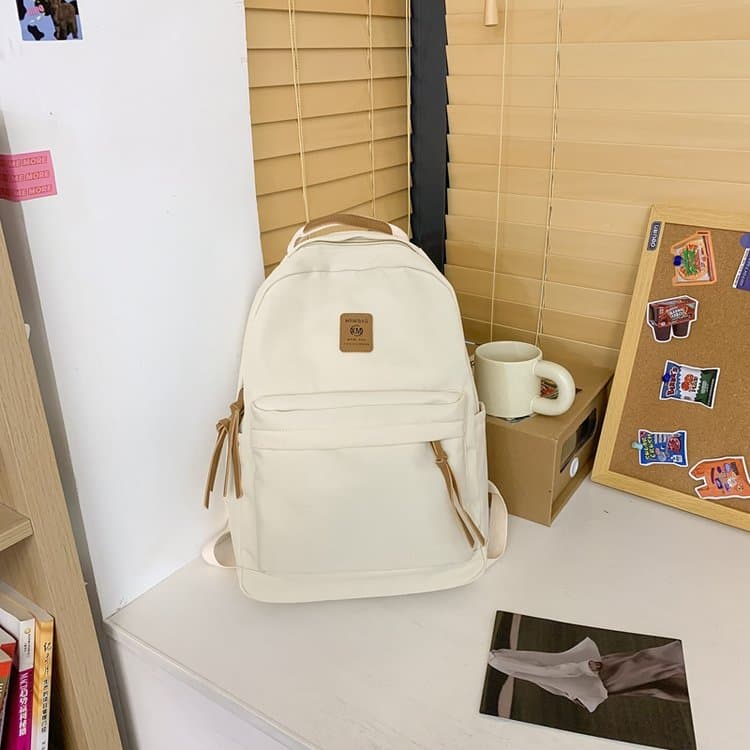 New Simple Solid Color Backpack Student Backpack