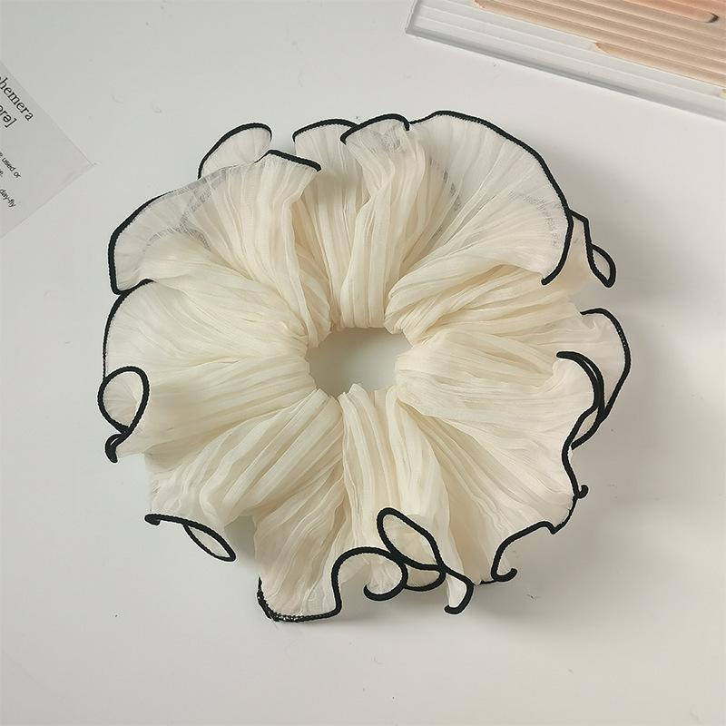 1Pcs New Korean Retro Folded Chiffon Oversize Scrunchies Women Sweet Temperament Fashion Exaggerated Hair Band Hair Accessorie