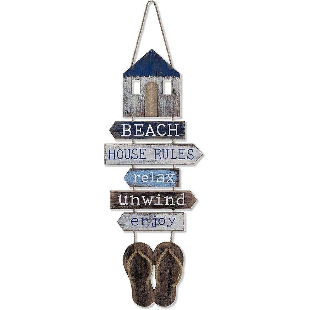 SAILINGSTORY Beach Wall Decor Nautical Coastal Hanging Wall Plaque Flip Flop Sign
