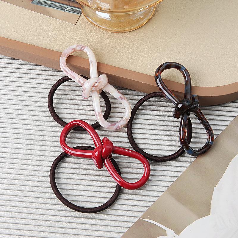 

New Design Woman Girls Delicate Geometric Hollow Bow Acetate Hair rope Fashion High Ponytail Elastic Scrunchies one size вино красного