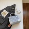 Korean foreign style handbag women's 2025 summer new fashion plaid small square bag high value shoulder messenger bag