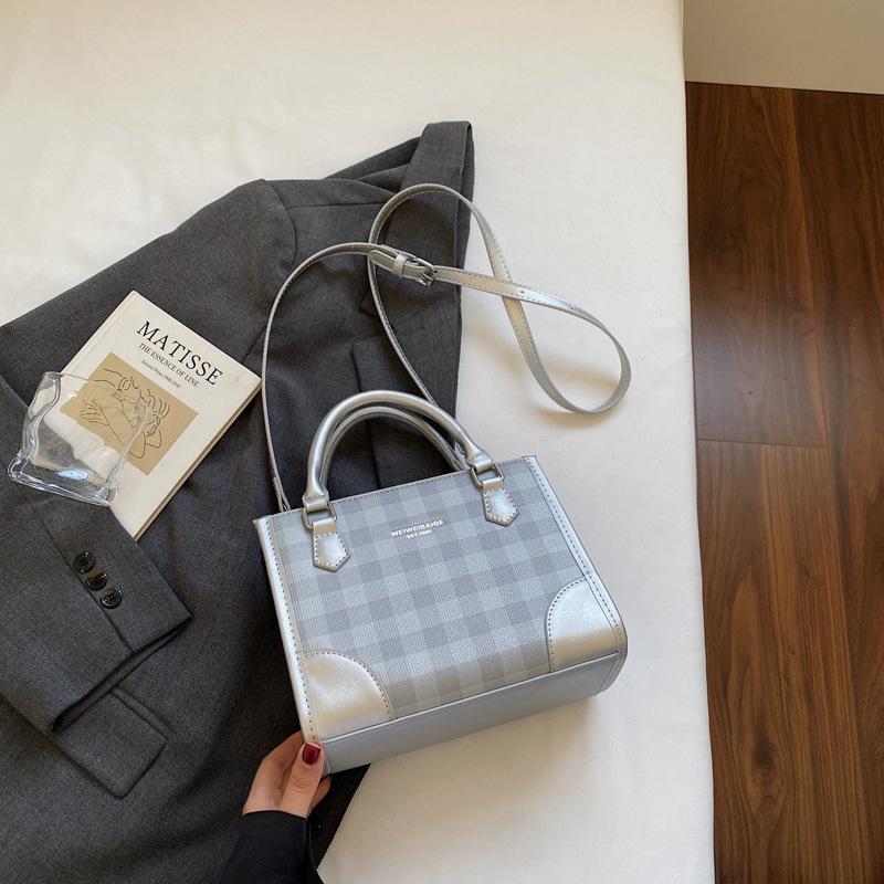 Korean foreign style handbag women's 2025 summer new fashion plaid small square bag high value shoulder messenger bag