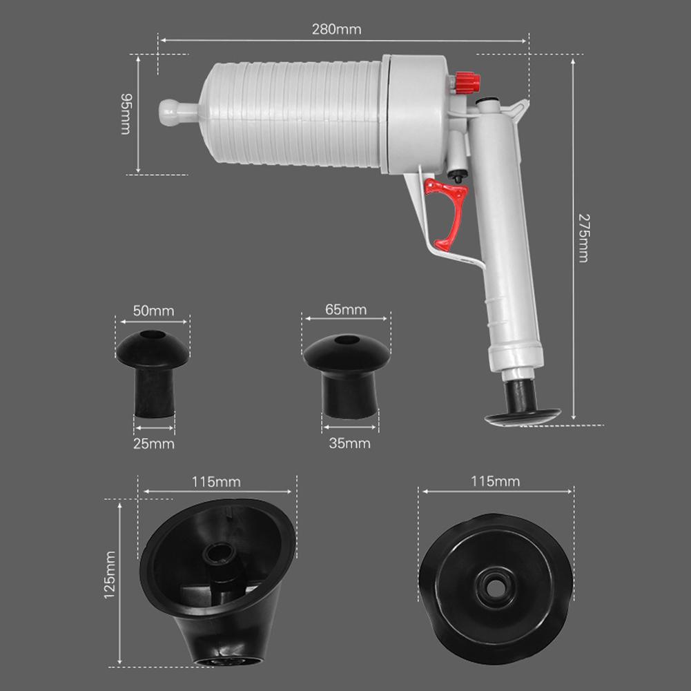 High Pressure Toilet Plunger Drain Blaster Sewage Pipe Dispenser Air Drain Cleaner Toilet Drill Gun Manual Pneumatic Dredge Tool
