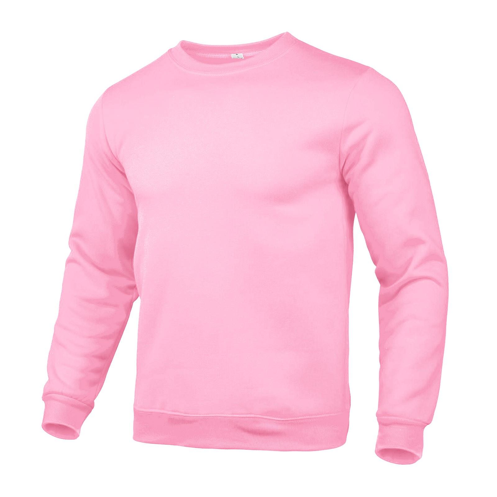 Hong Rose Heren trui met ronde hals, losse, casual jeugdhoodie in basiskleur L