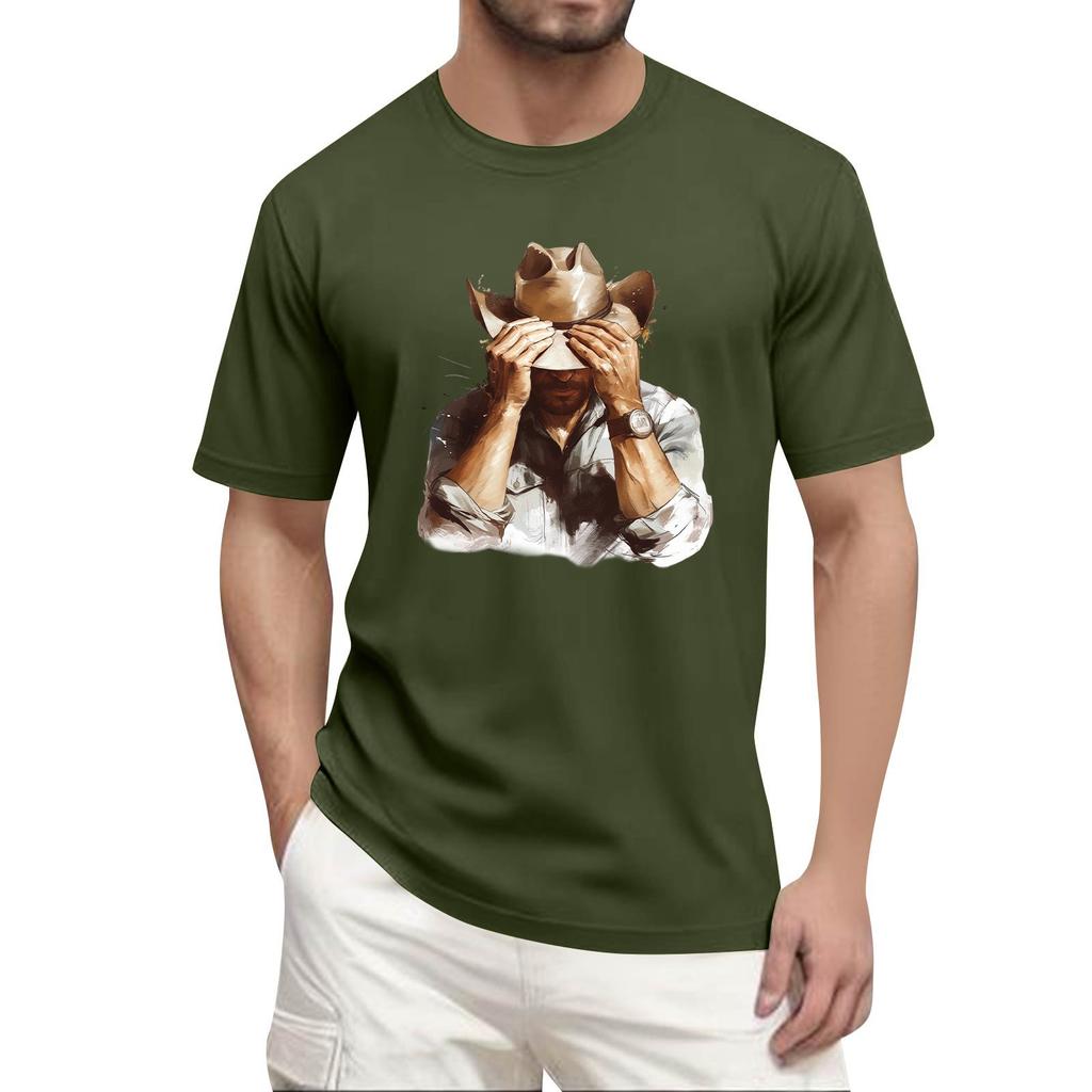 Bărbați cămașă cu mânecă scurtă cu guler înalt, lejeră, cămașă de vacanță