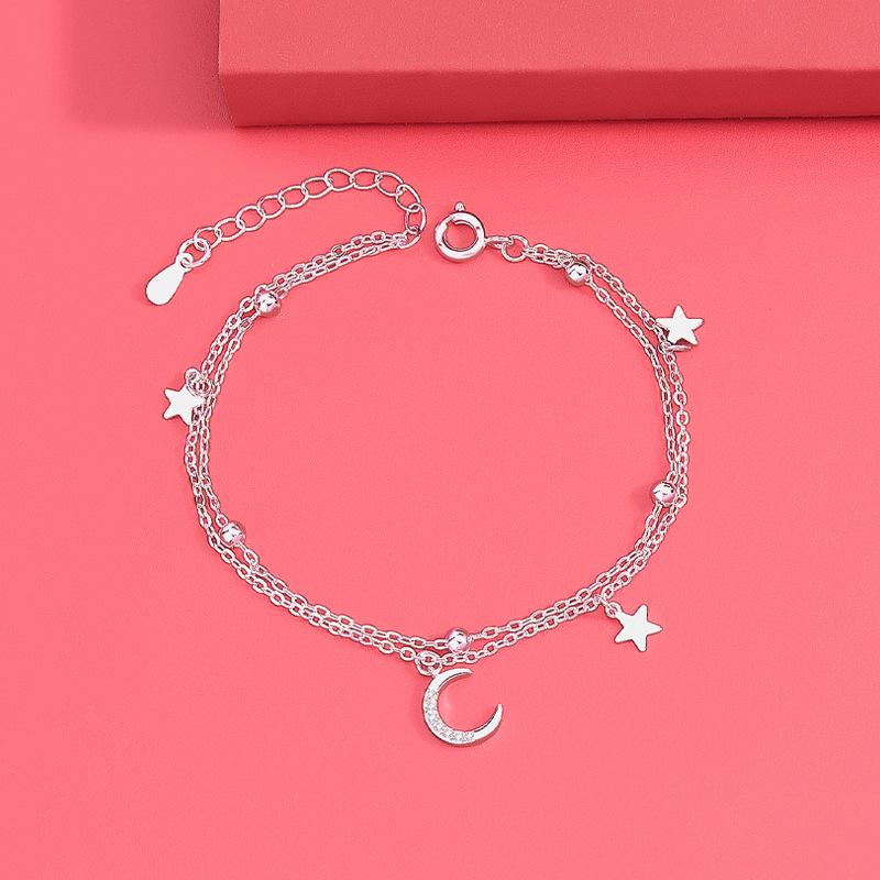 

Корейский браслет в стиле Мори из двух слоев с пылью звезд в виде звезд и луны - Нишевый дизайн для женщин