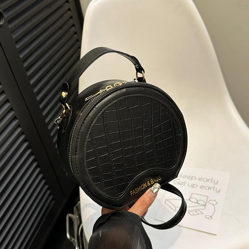 Textured Fashionable One-shoulder Crossbody Bag New Trendy and Fashionable Contrasting Color Crossbody Bag Simple Handbag Small Round Bag