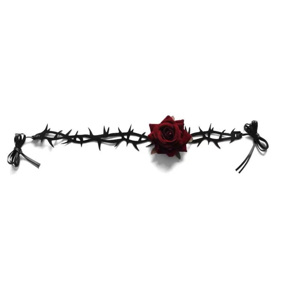 Novelty Halloween Costume Accessories Day of The Dead Headpiece Rose Flower Necklace  for Women