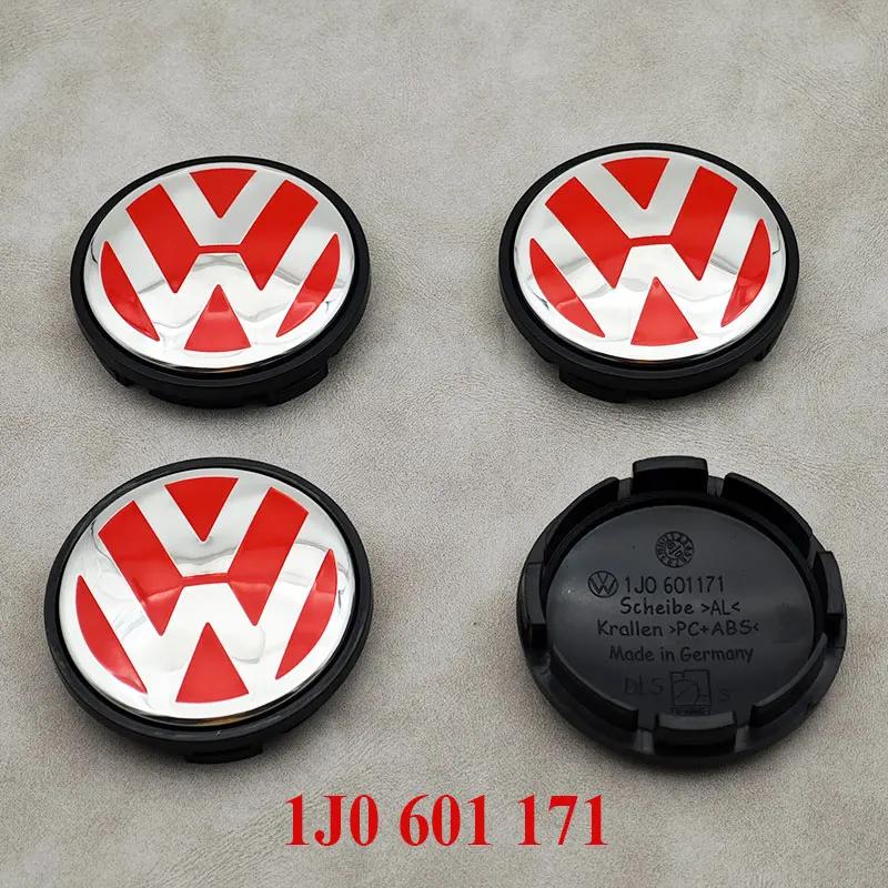 Hot 4pcs 56mm  Bule Red Car Wheel Center Caps Rim Hub Caps For VW Volkswagen Golf Jetta Bora Polo Santana Lavida Beetle 1J060117