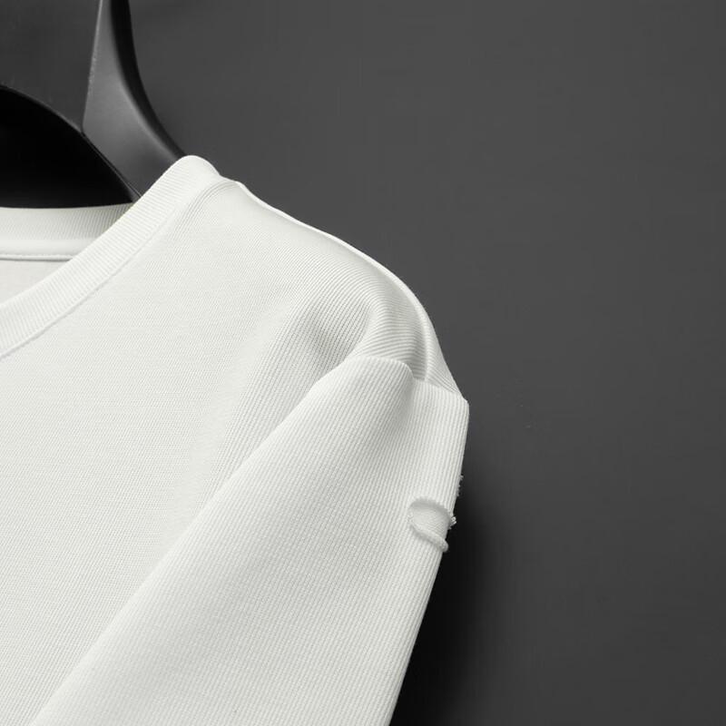 Dibinze Men's Plus Size Ripped Round Neck T-Shirt