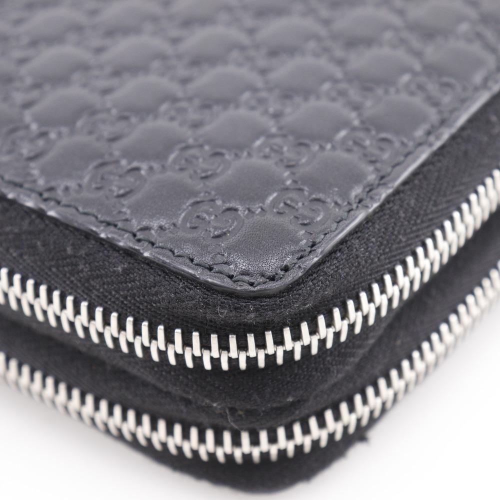 Gucci Travel Document Case Purse 449246 Micro Outlet Black Sima Leather Mens Used