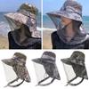 Outdoor Bug Proof Sun Hat Summer Outdoor Large Eave Anti UV Fishing Hiking Hat Travel Breathable Head Mesh Covers Fishing Caps