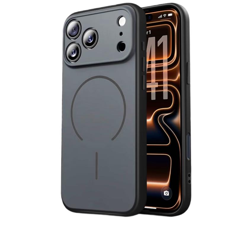 POZZO Apple iPhone 17 Pro Max Case Full-Cover Ultra-Thin Magsafe Magnetic Matte Anti-Drop Protective Cover Simple Unisex Graphite Black