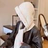 1Pc Hat Keep Warm Knit Cold Protection Solid Color Thicken Integrated Shawl Buckled