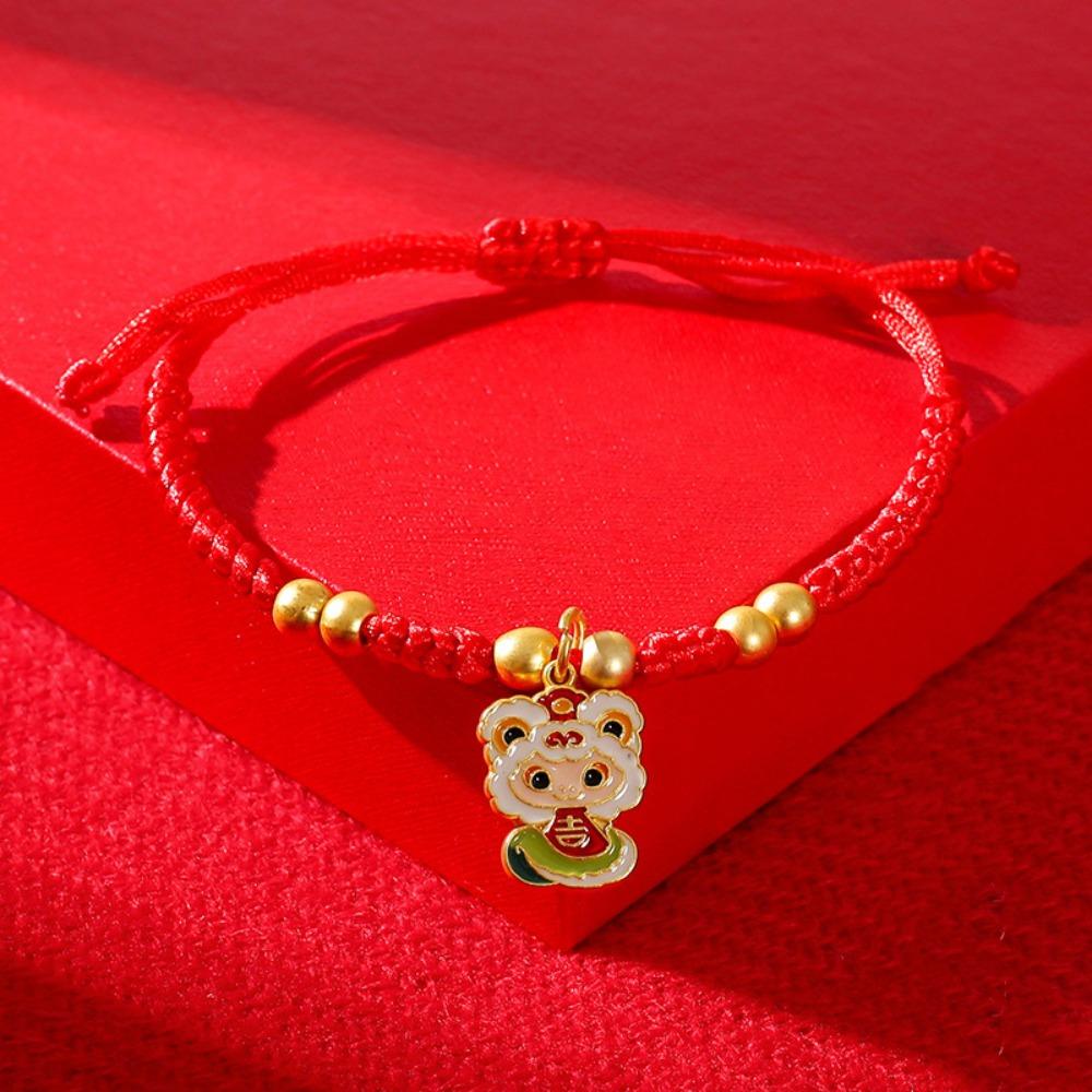 Chinese Style Snake Year Bracelet Hand Rope Fortune Bracelet Retro Lucky Red Rope  Couple