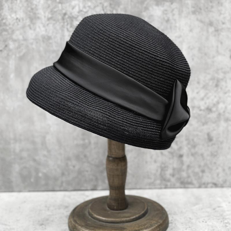 Elegant Small Edge Lampshade Hat Women'S Summer Straw Hat Bow Sunscreen Hat Casual Travel Straw Visor