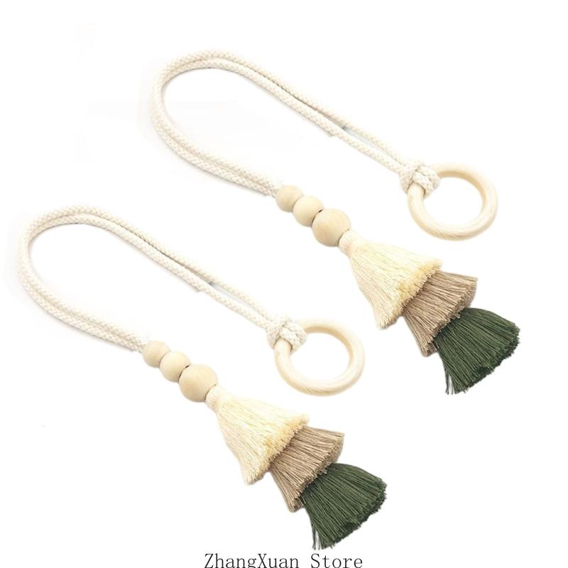 3XUF 2Pcs Elegant Curtain Tiebacks Triangular Fringe Decors for Office or Home Use