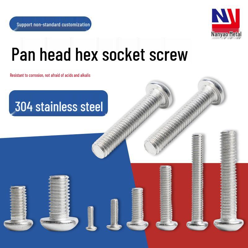 

Stainless Steel Mushroom and Round Head Hex Socket Cap Bolts and Pan Head Screws. M3*6