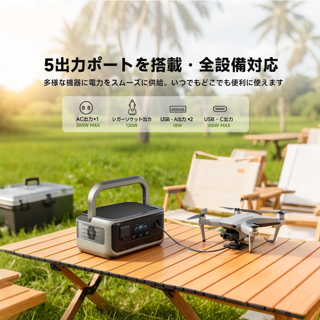 ALLPOWERS VOLIX P300 Portable Power Station and 100W Flexible Solar Panel 256Wh High Capacity Portable Lithium Iron Phosphate Power Station with Long