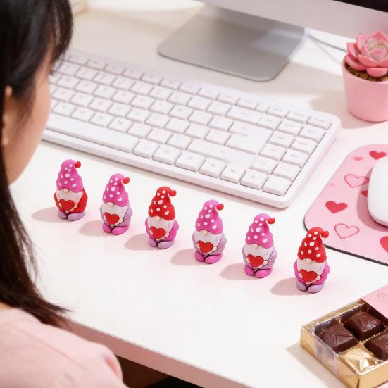 Mini Gnome Figurines Set for Hide And Seek Game Valentines Day Heart Gnomes Red Pink Unique Home Table Decor Romantic Gifts