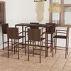 VidaXL 7-Piece Garden Bar Set Table and Patio Chairs Garden Lounge Outdoor Terrace Furniture Resin 3064845