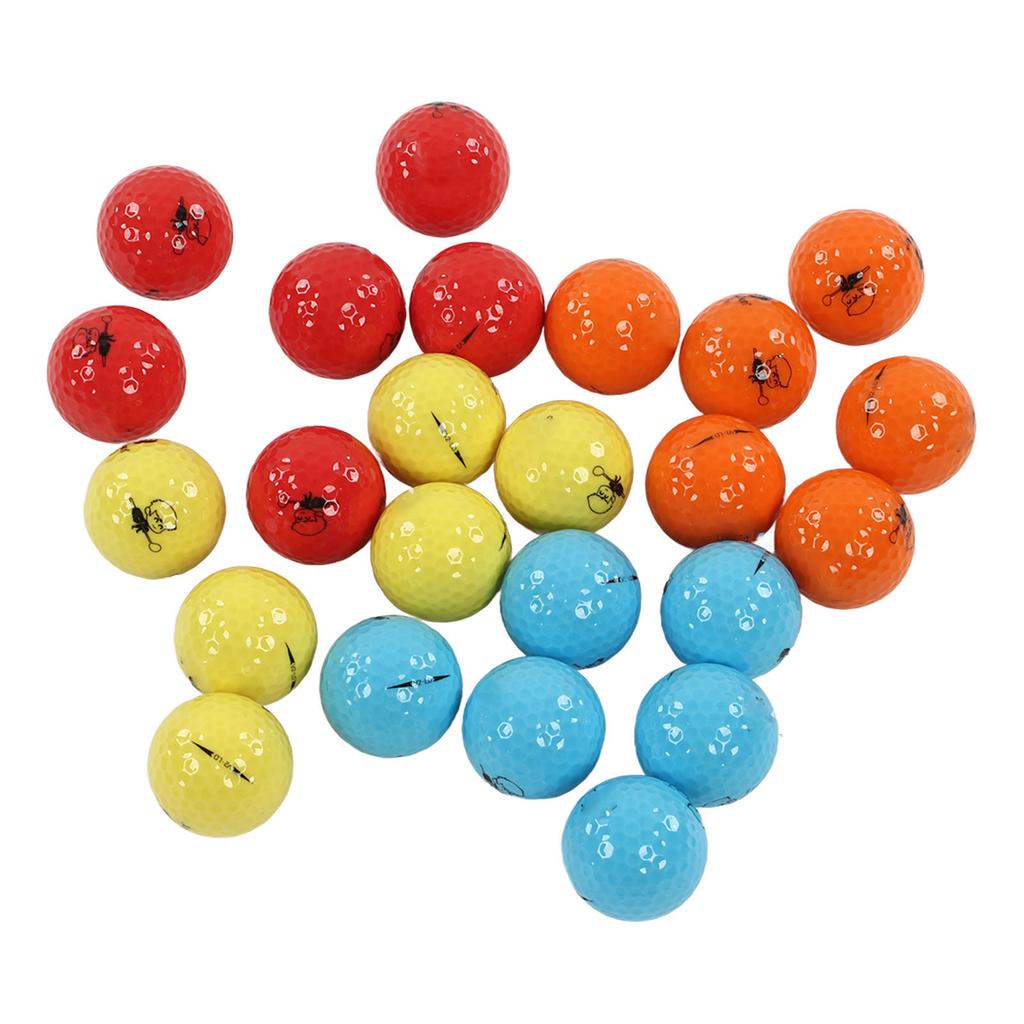 Sada 24 golfových míčků, gumové, barevné, odolné, 2vrstvé, golfové míčky pro hráčky začátečníků