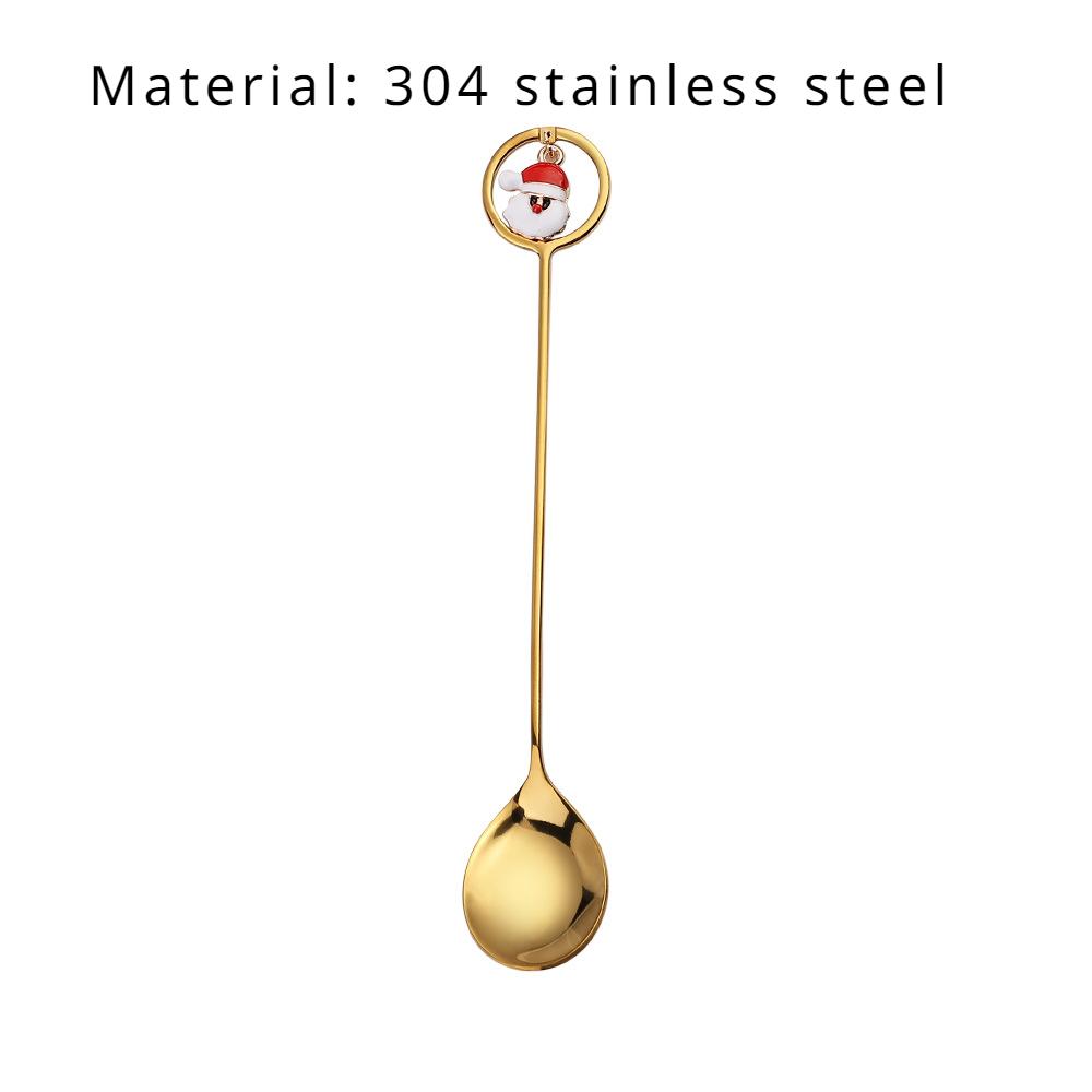 HANYANG Stainless Steel Christmas Dessert Spoon and Fork Gift Set Fruit Fork Father Christmas Coffee Spoon Hotel Household Tableware