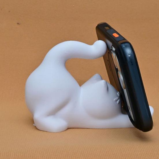 Stretching Cat Cell Phone Stand 3D Printed Cartoon Cat Statue Smartphone Stand for Home Office Desktop Decor