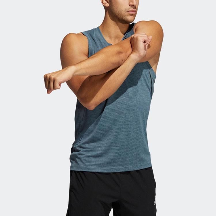 Adidas Three Stripes Logo Sports Fitness Vest Men Vests Blue GP7663
