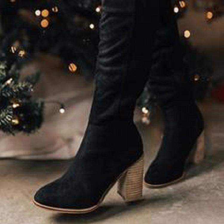 Large Size High Heel Velvet Long Boots Women's Over Knee Pointed Toe Boots Winter Rubber Sole Shoes for Adult Ladies