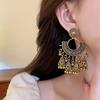 Round lantern bell fringed earrings retro exaggerated heavy industry earrings medieval court style earrings women