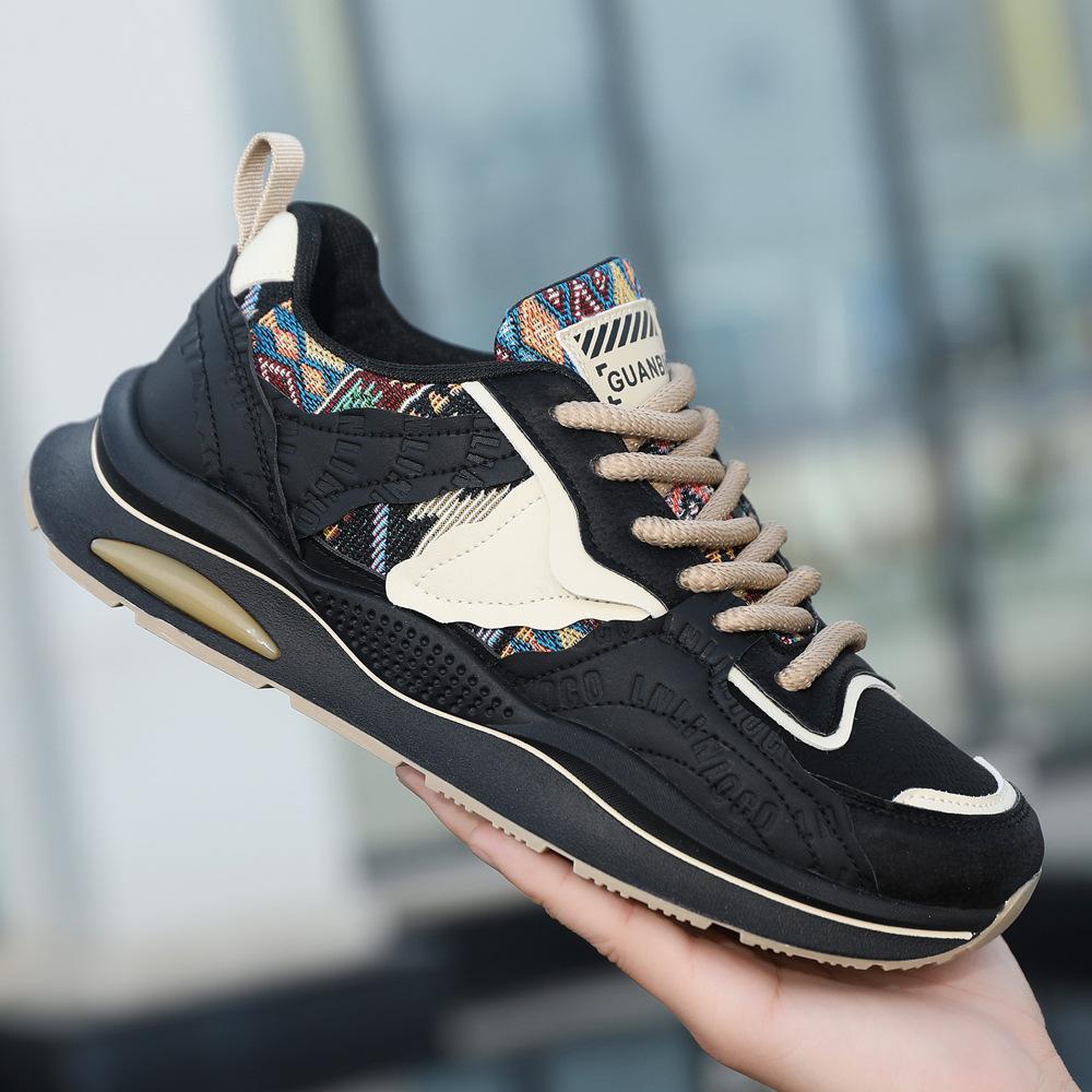 

Этническая вышивка, кроссовки папы, мужские, 2025, осень и зима, новые, удобная печать, мягкая подошва, универсальные, интернет-знаменитость, взрыв, повседневная обувь 44