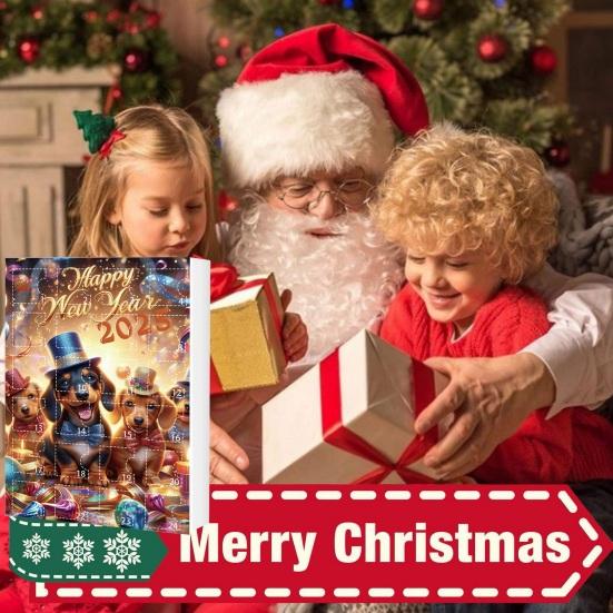 Vánoční adventní kalendář Jezevčík 2025 Odpočítávání 24 dní do Vánoc Dekorace Sběratelská 2D akrylová závěsná sada s přívěsky psa na domácí dekoraci