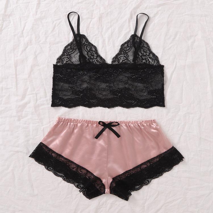 Sexy dreiteiliger Pyjama-Set aus Spitze - Europäischer & Amerikanischer Stil