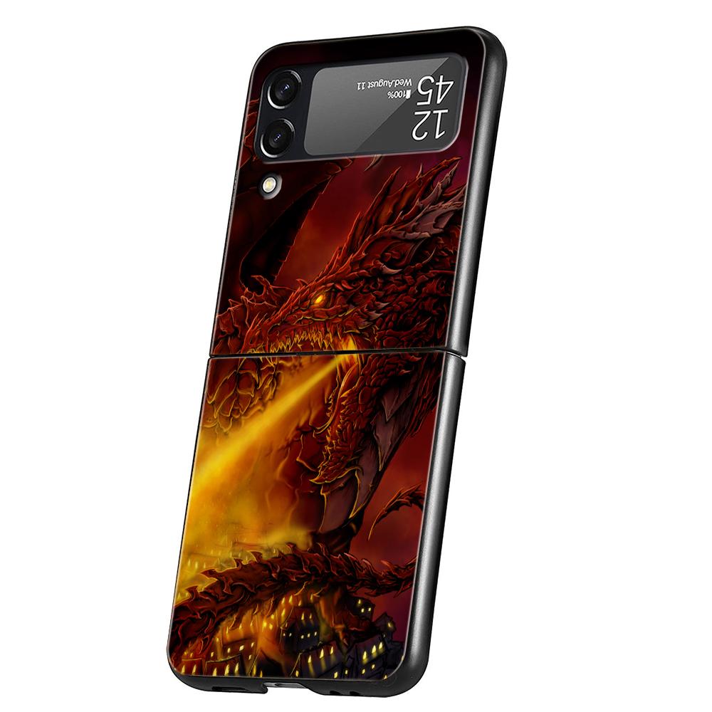 

Чехол для телефона с рисунком дракона для Samsung Galaxy Z Flip 4 Чехол Черный Для Samsung Z Flip 3 Жесткий ПК Роскошный Складной Корпус Fundas Сумка Z Flip 4