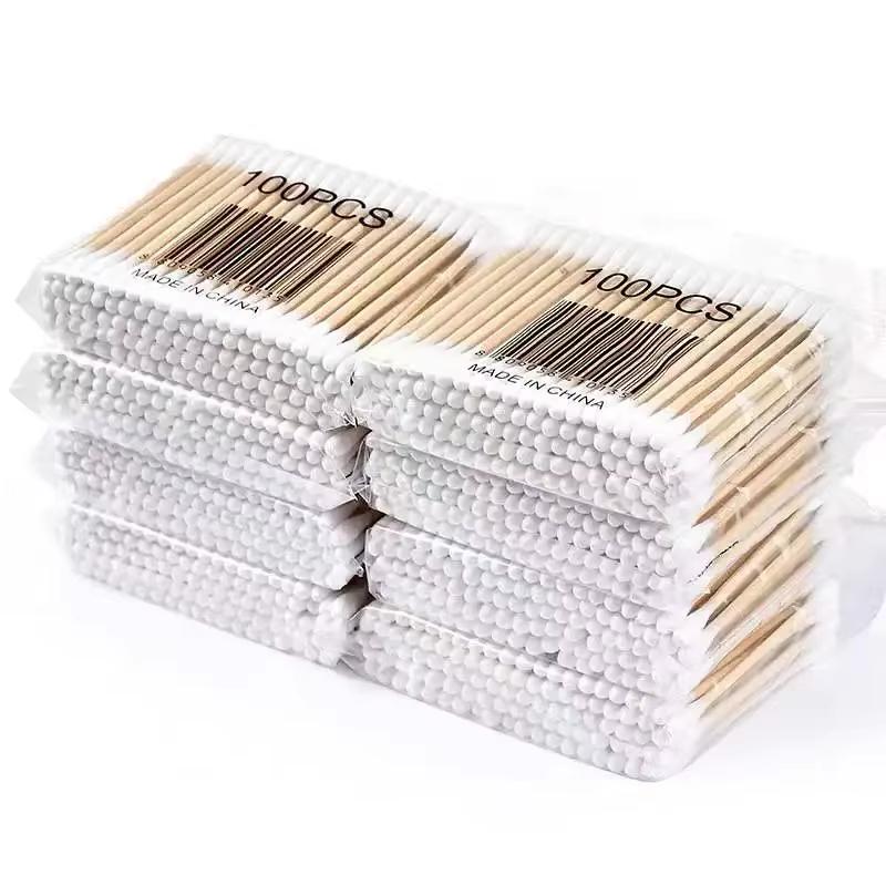 100-1000pcs Hypoallergenic Cotton Buds, Wooden Stick Swabs for Sensitive Skin, Makeup, Nail Art & Precision Cleaning