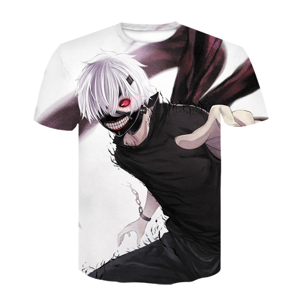 Strange Things Tokyo Ghoul Men 3D Graphic T Shirts Anime Ken Kaneki Print T Shirts Cartoon Loose Cotton Tshirts Hipster Tops
