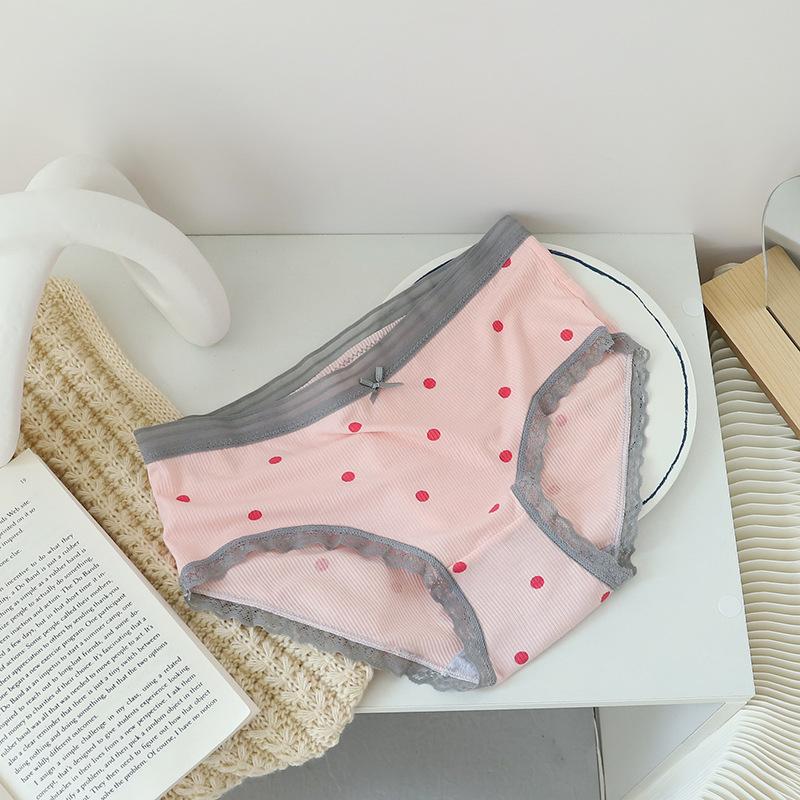 

Women s Spring Summer Lightweight Bow Traceless Comfortable Breathable Cotton Anti Bacteria Bottom Crotch Mid Waist Panties One Size розовый