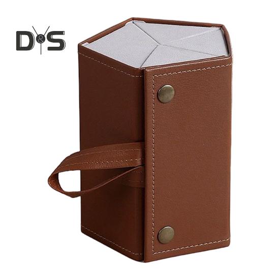 

Дорожный футляр для очков, складной, с застежкой-кнопкой, петлей для подвешивания, внутренним зеркалом, органайзером для солнцезащитных очков, защитной сумкой для хранения из веганской кожи B коричневый