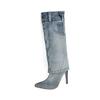 Fashion 2025 New Denim Knee High Women Shoes Winter High Heels Western Cowboy Pointed Toe Woman Goth Boots Stiletto Sexy Fashion Zapatos