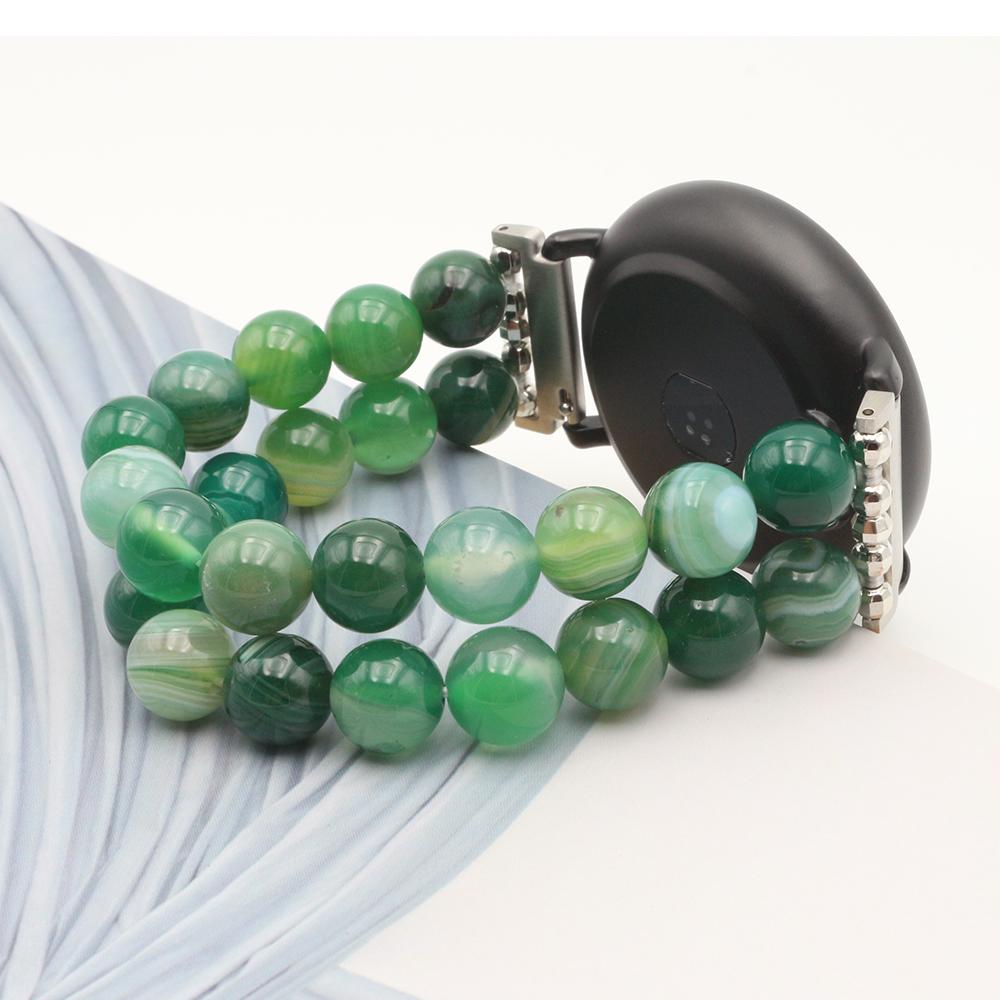 Classic 20mm Wristband Watch Strap Handmade Elastic Agate Beads Bracelet for Galaxy Watch 5 Pro /Samsung Galaxy Watch 4 Classic/ Active2