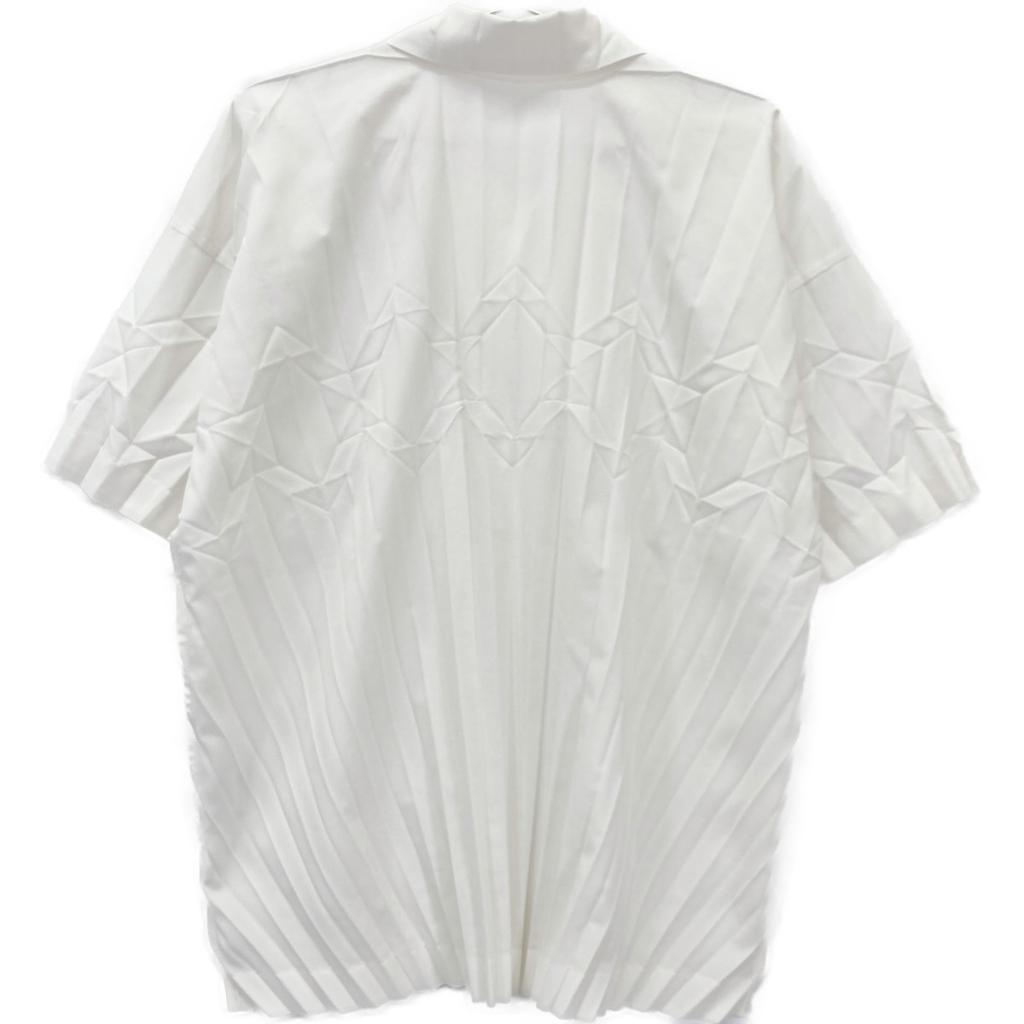 HOMME PLISSE ISSEY MIYAKE HP53FJ001 White Short Sleeve Pleated Shirt Tops 2 whiteUsed