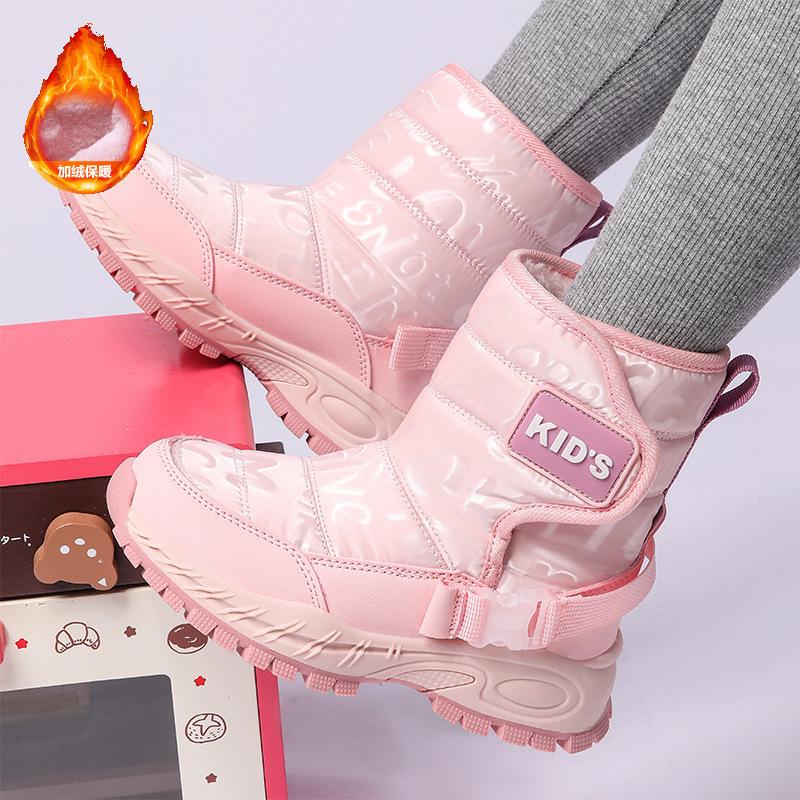 2025 Kinder Schneestiefel Winter Outdoor Jungen und Mädchen Fleece Verdickt Warm Hoher Schaft Baumwollstiefel 2025
