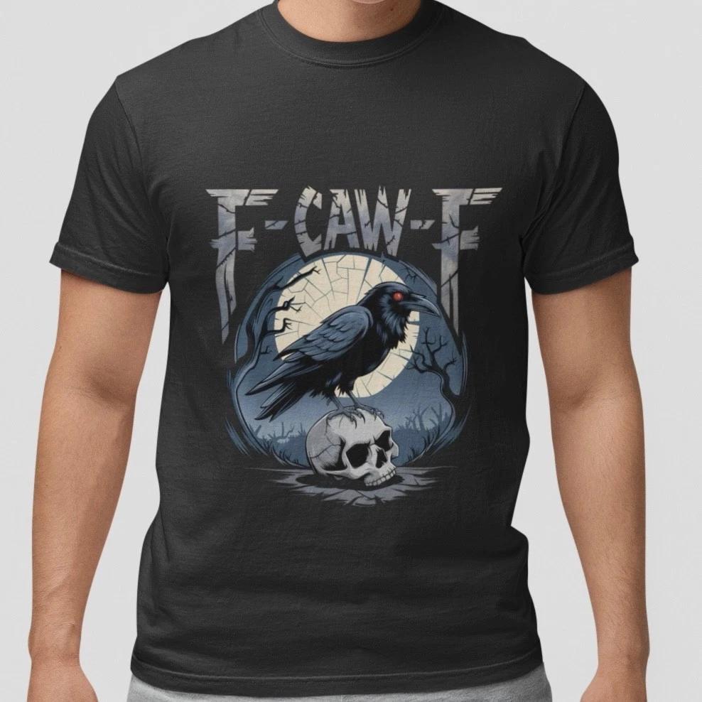 

Raven Skull Graphic Tee Men Women Gothic Crow Shirt Halloween Horror Print Gift XXXL