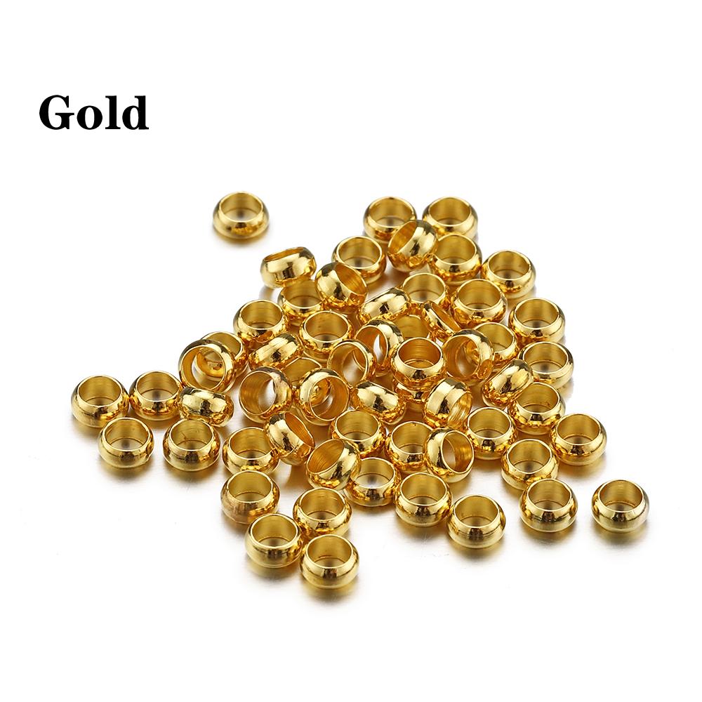 

500pcs Gold Silver Color Crimp Beads Copper Ball Stopper Spacer End Beads for Bracelet Necklace DIY Jewelry Making Findings 2mm