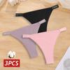 3 sztuki/zestaw bawełniane brazylijskie majtki damskie majtki seksowne majtki bikini z niskim stanem damskie jednolity kolor oddychająca bielizna M-XL