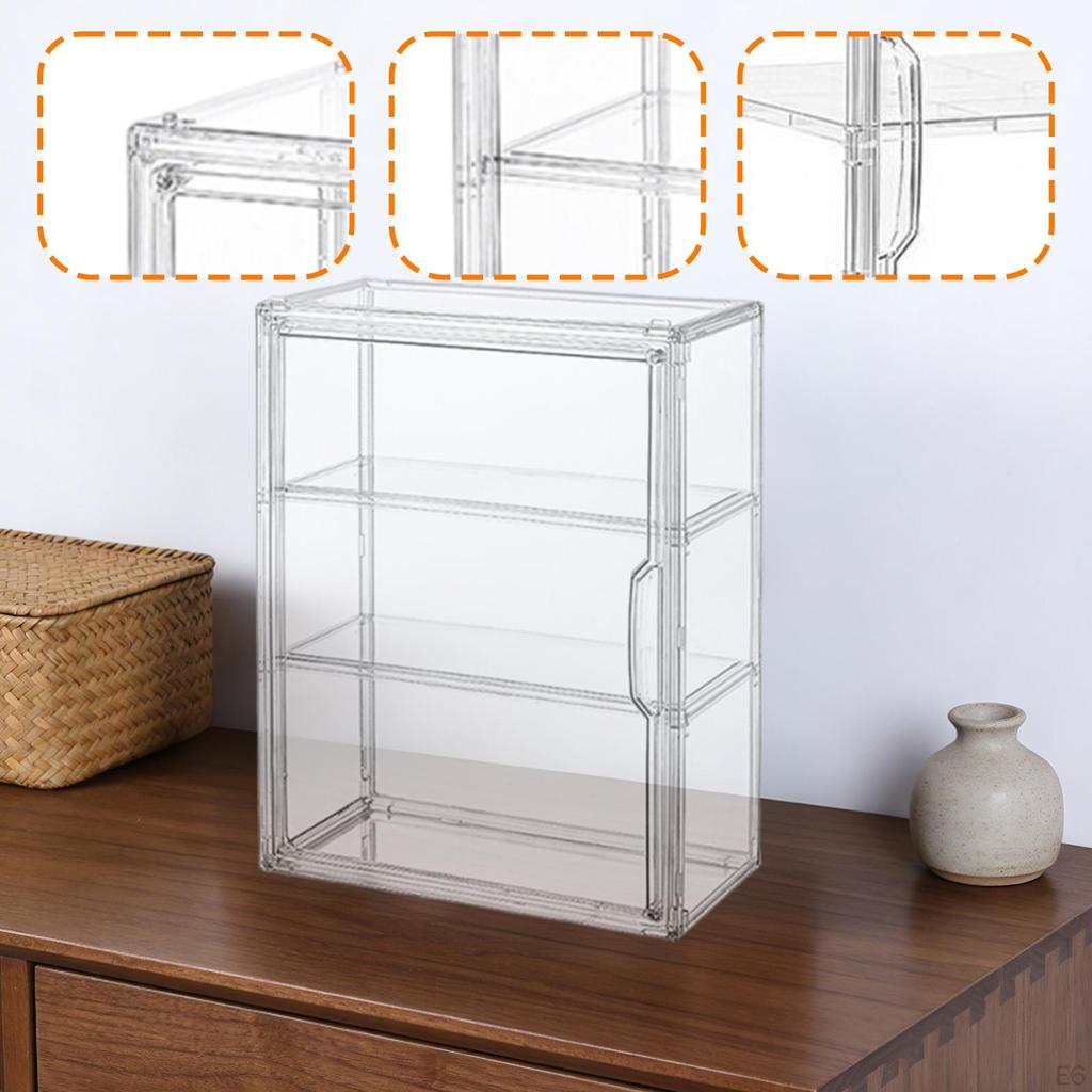 Clear Display Case Shelf Storage Cabinet Stand for Model Car, Miniature Figurines, Dolls